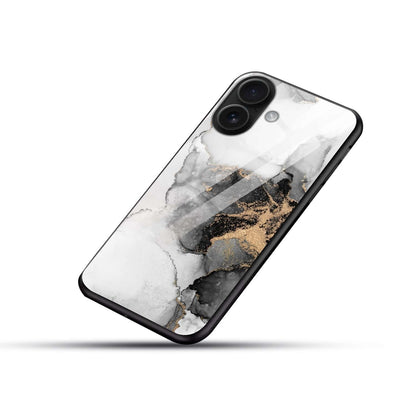 Luxury Black & Gold Marble Glass Back Case
