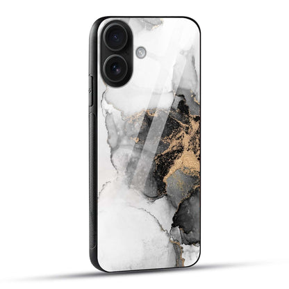 Luxury Black & Gold Marble Glass Back Case