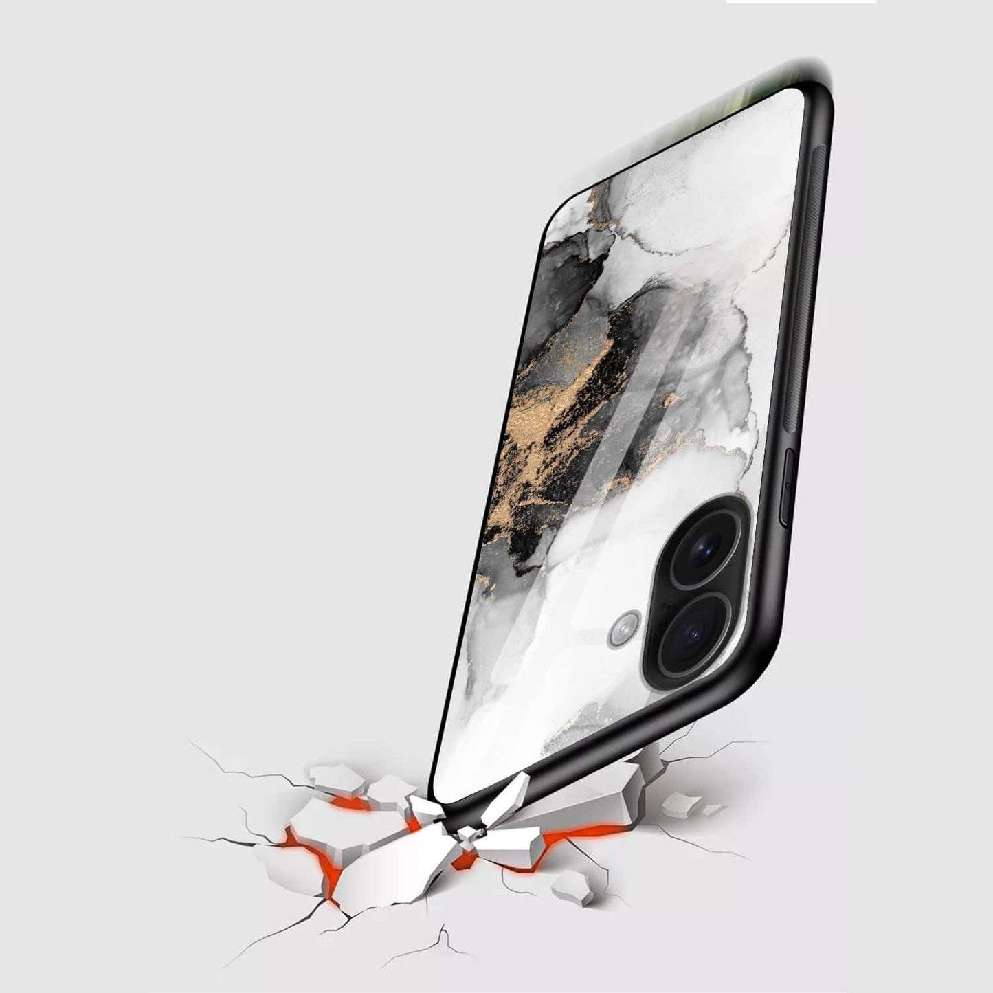 Luxury Black & Gold Marble Glass Back Case