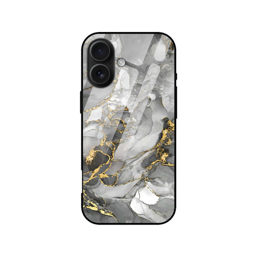 Luxury Grey Marble Glass Back Case – Gold Vein Edition