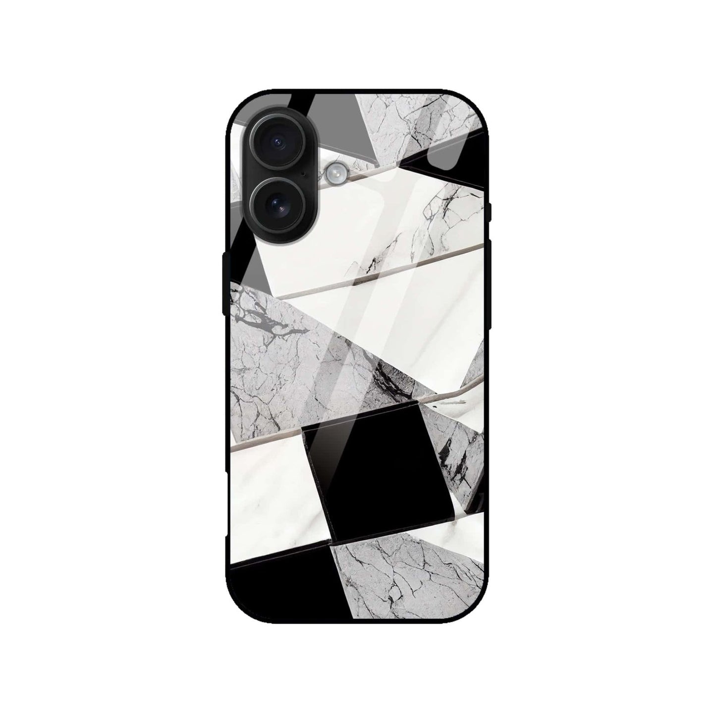 Luxury Black & White Marble Tempered Glass Phone Case