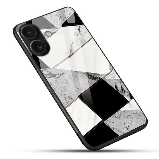 Luxury Black & White Marble Tempered Glass Phone Case