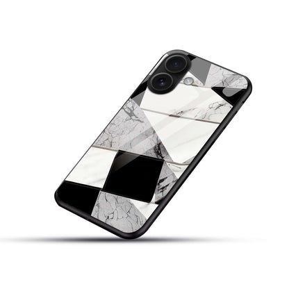 Luxury Black & White Marble Tempered Glass Phone Case