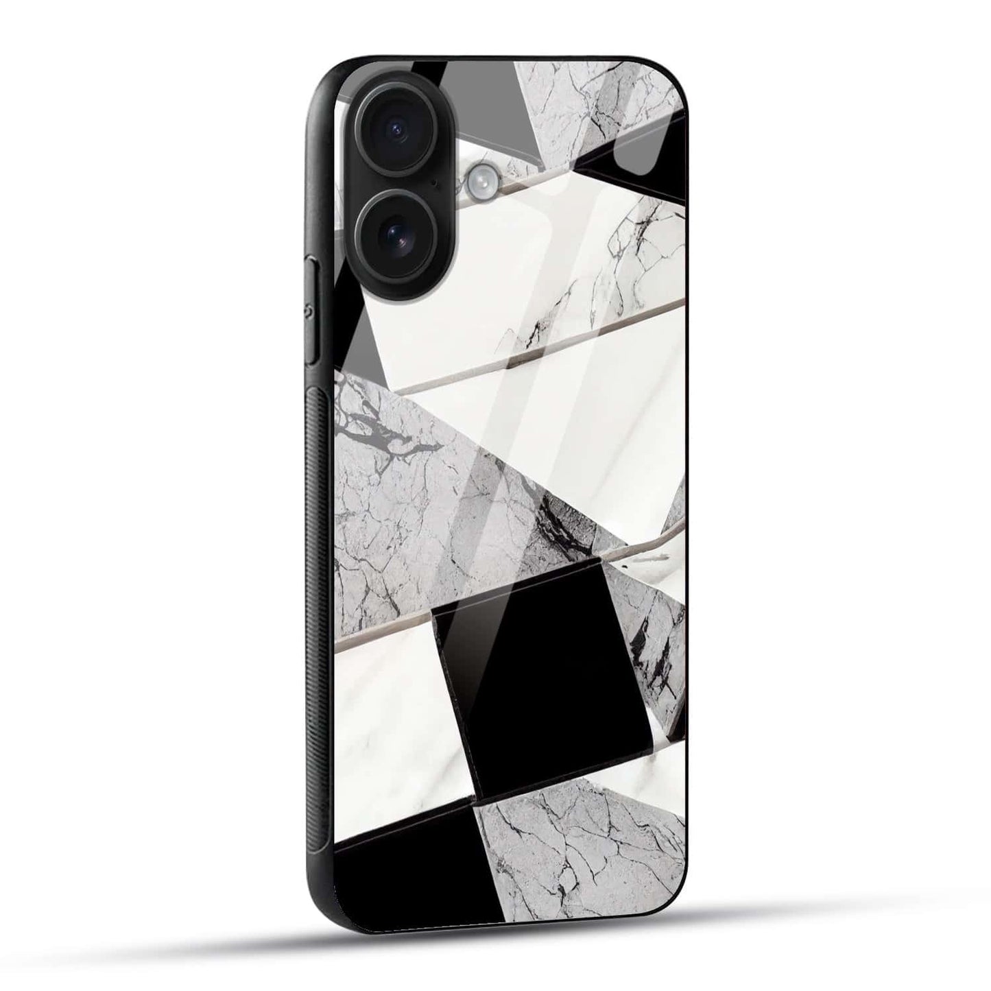 Luxury Black & White Marble Tempered Glass Phone Case