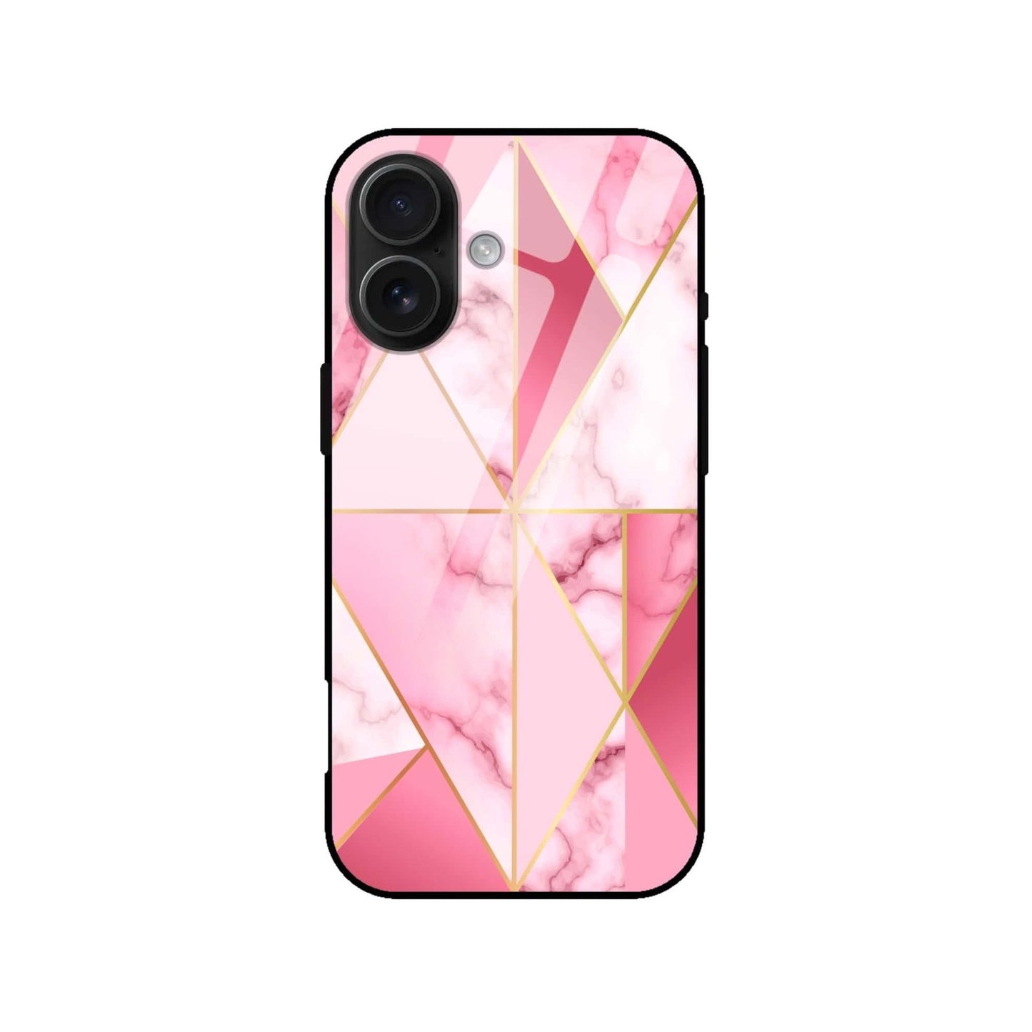 Pink Geometric Marble Glass Case