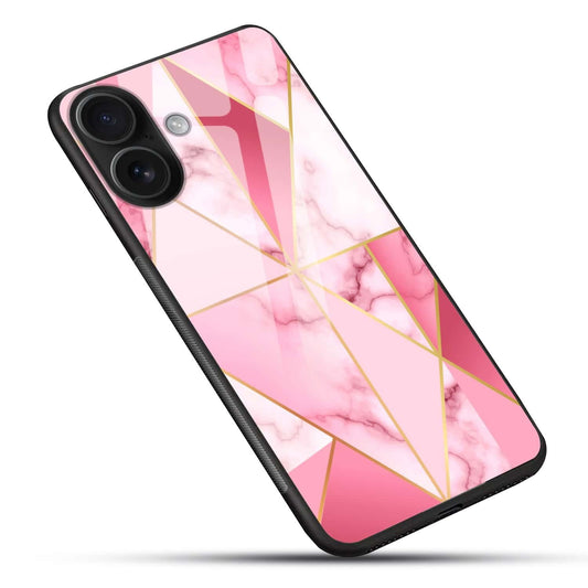 Pink Geometric Marble Glass Case
