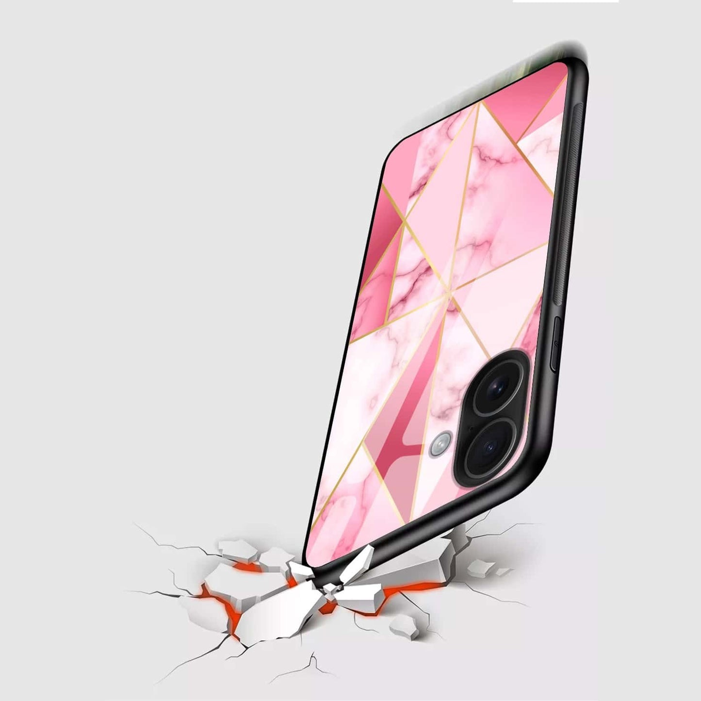 Pink Geometric Marble Glass Case