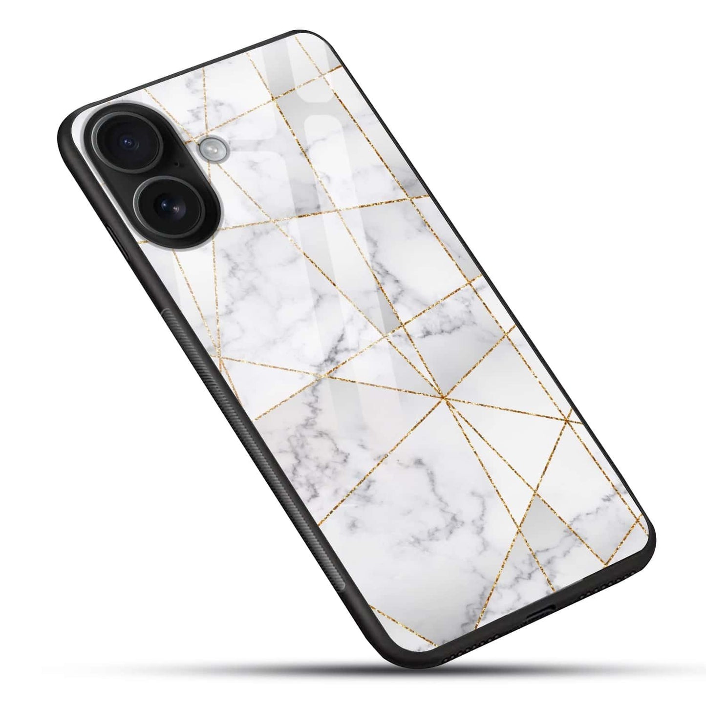 Luxury White Marble Gold Line Glass Phone Case