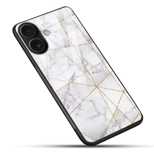 Luxury White Marble Gold Line Glass Phone Case