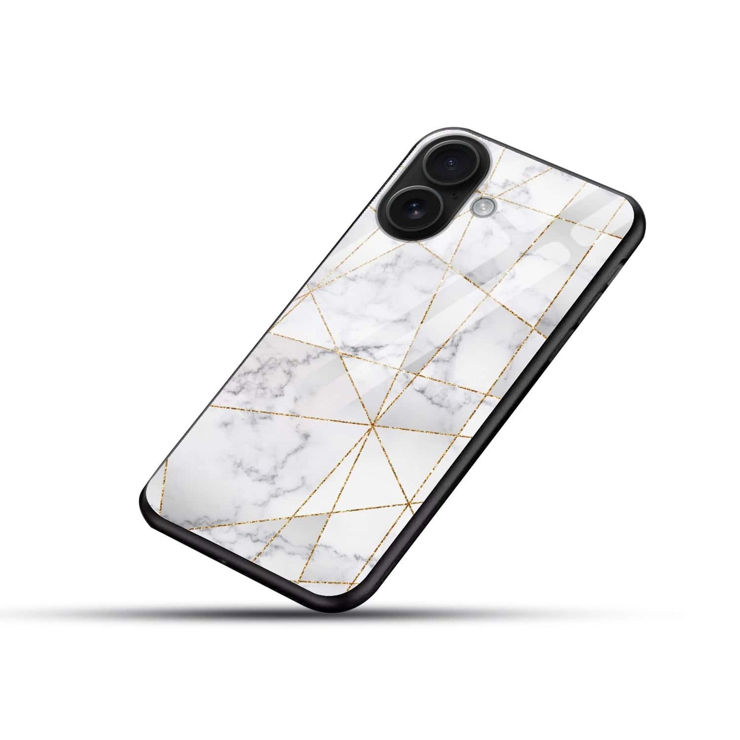 Luxury White Marble Gold Line Glass Phone Case