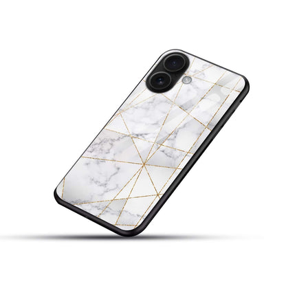 Luxury White Marble Gold Line Glass Phone Case