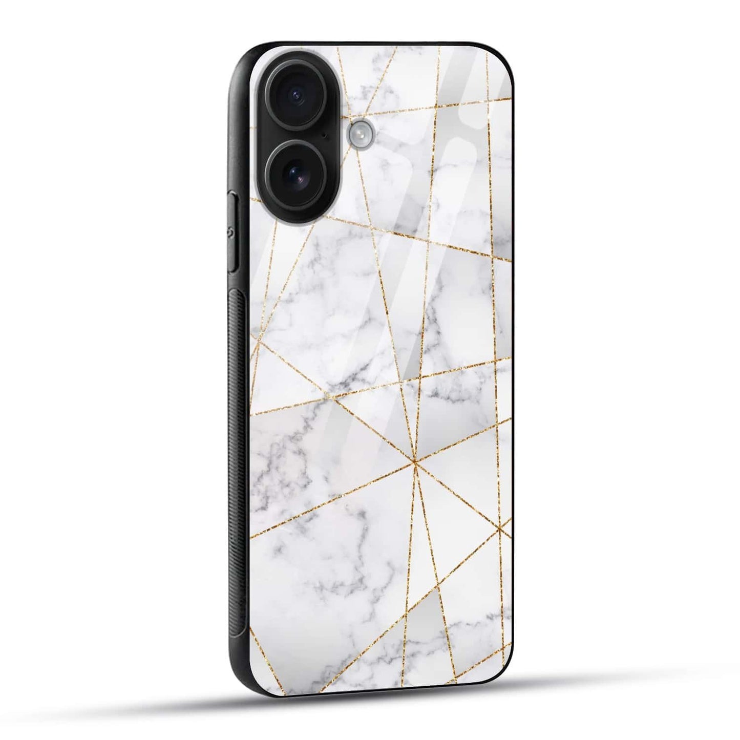 Luxury White Marble Gold Line Glass Phone Case