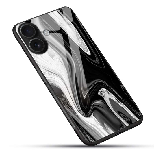 Black Abstract Swirl Glass Back Case