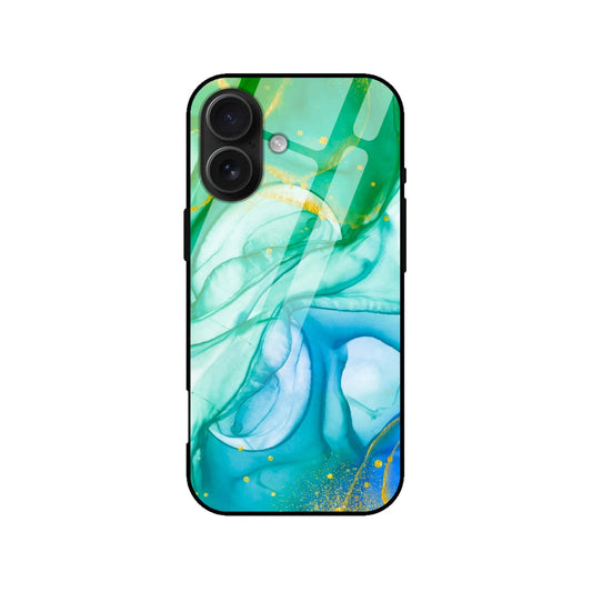 Emerald Flow Abstract Tempered Glass Phone Case