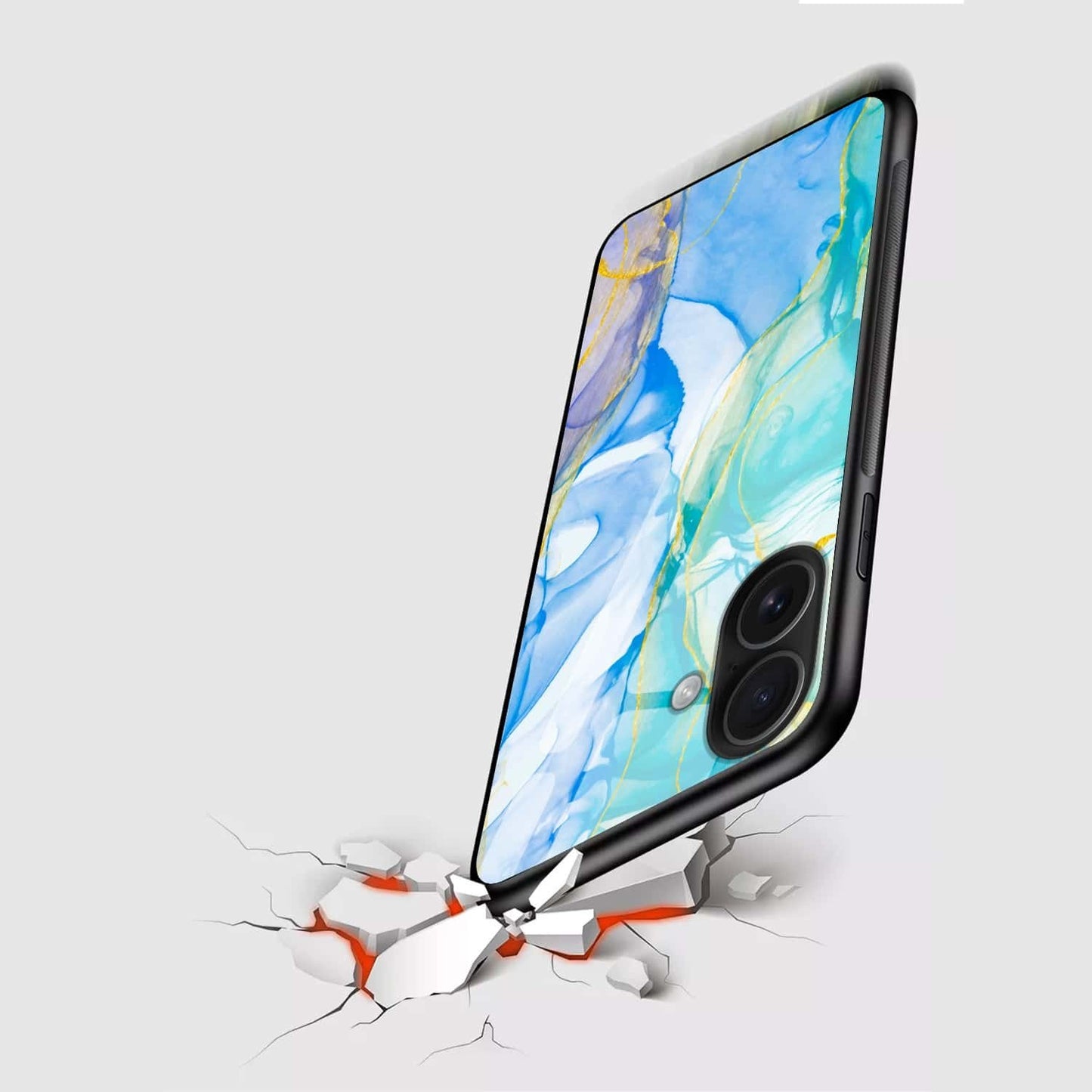 Aqua Marble Glass Case