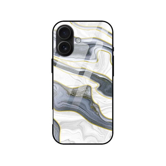 Grey Gold Marble Glass Case
