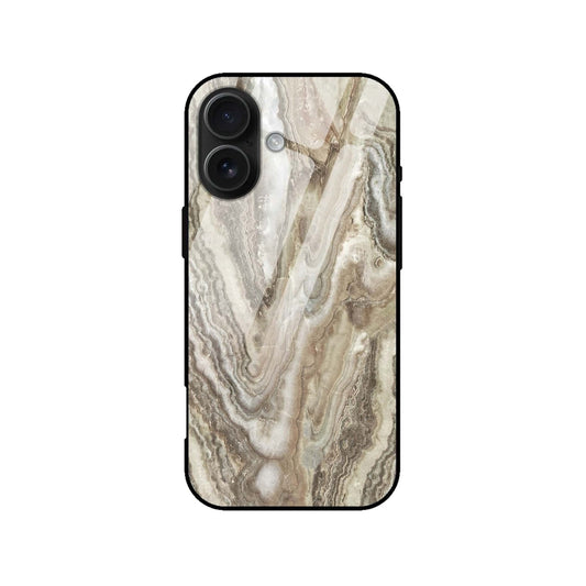 Onyx Flow: Luxury Tempered Glass Back Protective Phone Case (Brown Marble)
