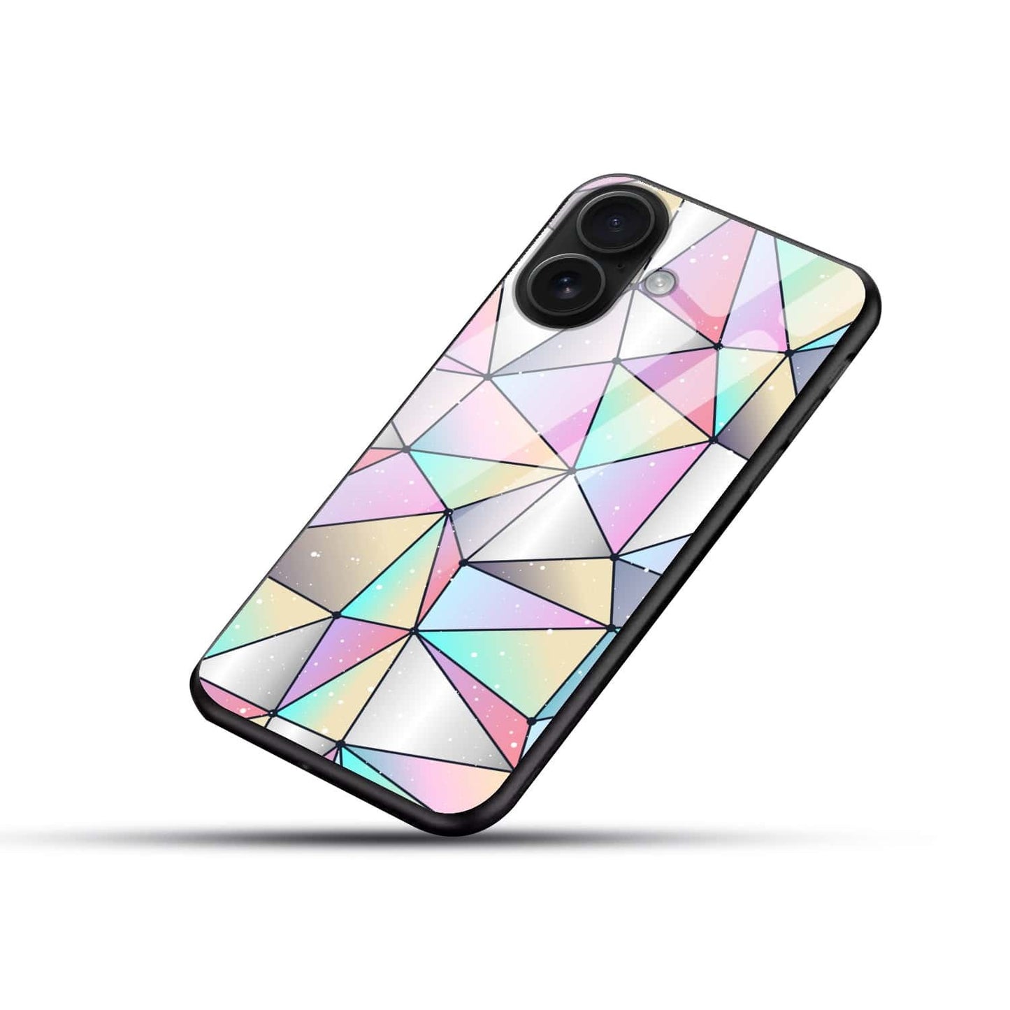 Prism Glow: Holographic Geometric Glass Back Protective Phone Case
