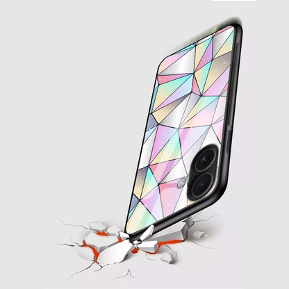 Prism Glow: Holographic Geometric Glass Back Protective Phone Case