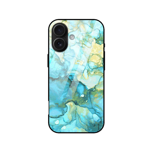 Cosmic Bubbles: Deep-Sea Fluid Art Glass Back Protective Phone Case (Purple/Teal)